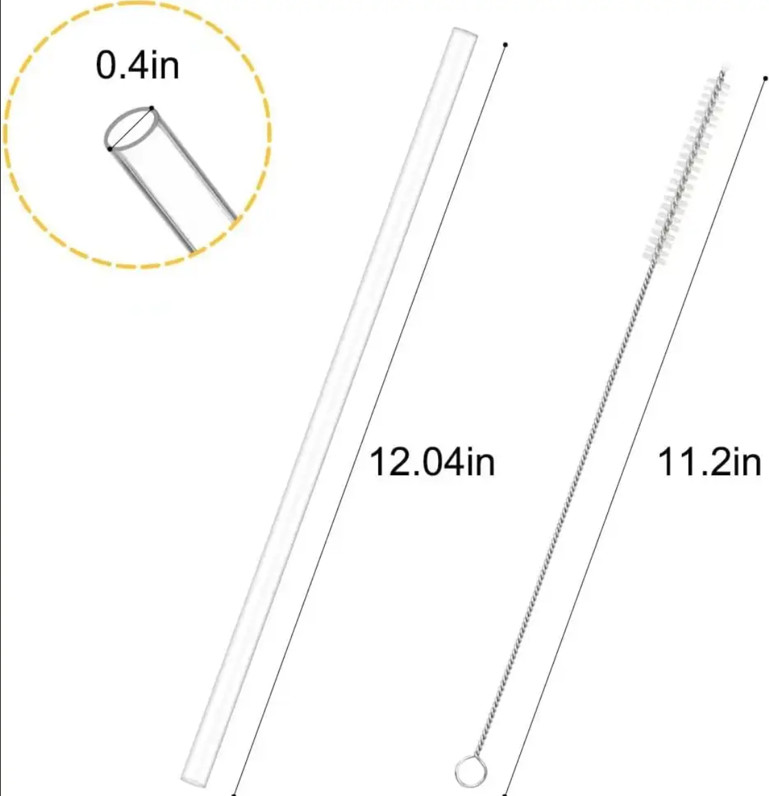 Free Clear Reusable Long Straws with Cleaning Brush (FREE)